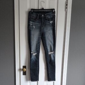 Buckle Black Blue Skinny Jeans Distressed Modern Style